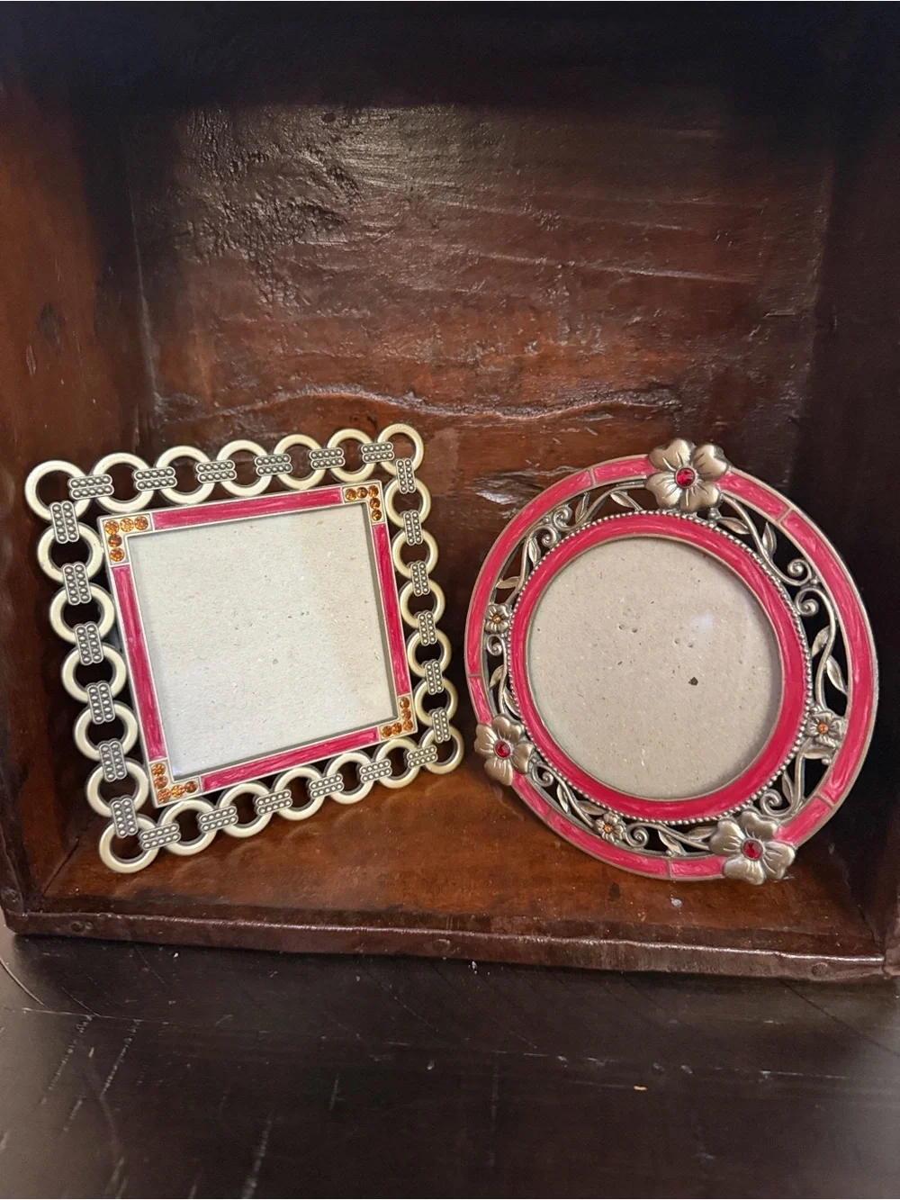 Decorative Enamel and Jewel Accent Picture Frames - Set of 2